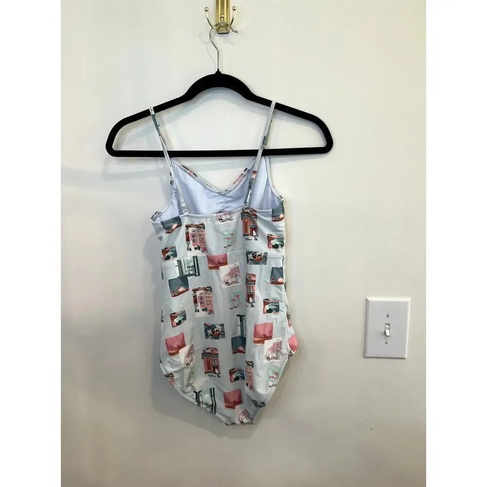Abercrombie Kids One Piece Swimsuit Travel Print Size 13/14